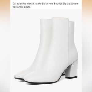 Women’s White Ankle Boots - Minimal Block Heel